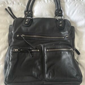 Linea Pelle Black Leather Shoulder Bag